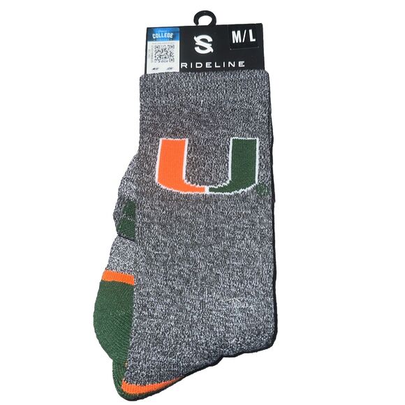Strideline University of Miami Hurricanes Full Knit Crew Socks Men M/L (8-12) - Picture 1 of 2